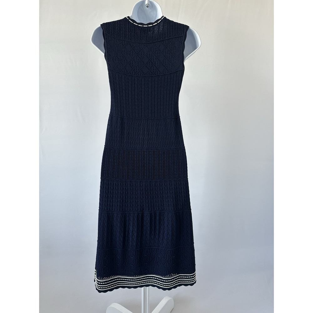 Shoshanna Textured Knit Sleeveless Navy Dress, Sz: S Nautical Vacay Cruise (b50) - Picture 3 of 4
